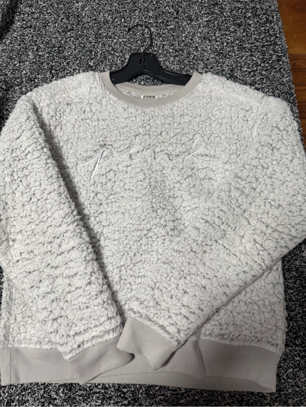 PINK Victoria's Secret Light Cream Sherpa Crewneck Sweatshirt